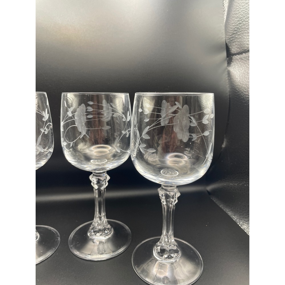 4 Vintage Princess House Crystal Wine Glasses with Faceted Stem Bordeaux 6" - Picture 3 of 5